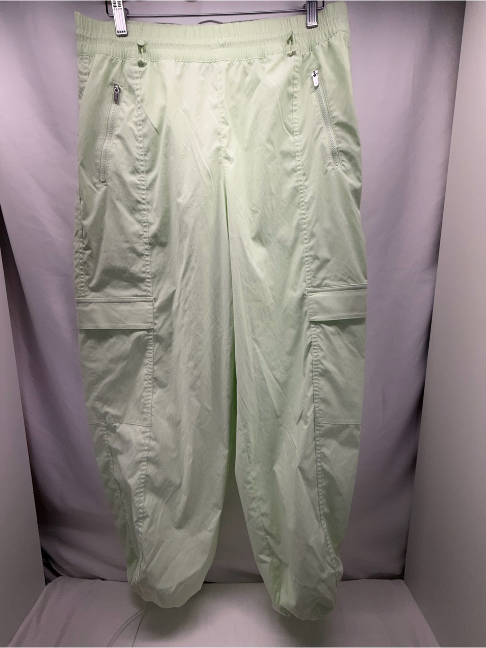 Athleta Womens Lightweight Cargo Jogger Pants Size L Mint Green Parachute Travel